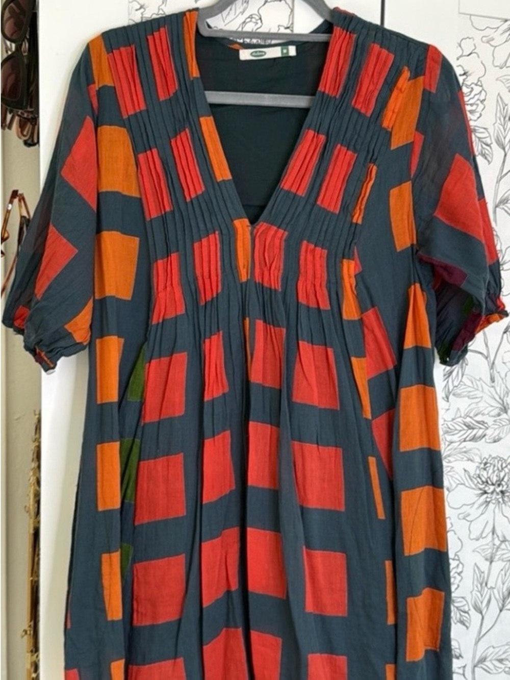 Doma Skye multicolor block print Statement dress Bold & Beautiful Versatile Med.